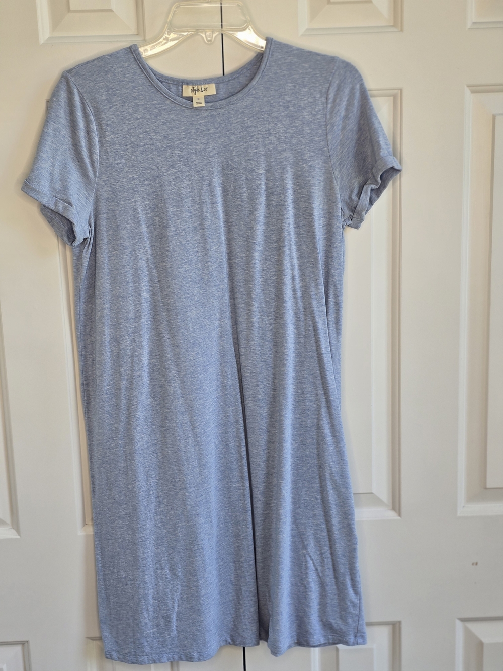 Style & Co. Heather Light Blue Short-Sleeve Midi T-Shirt Dress